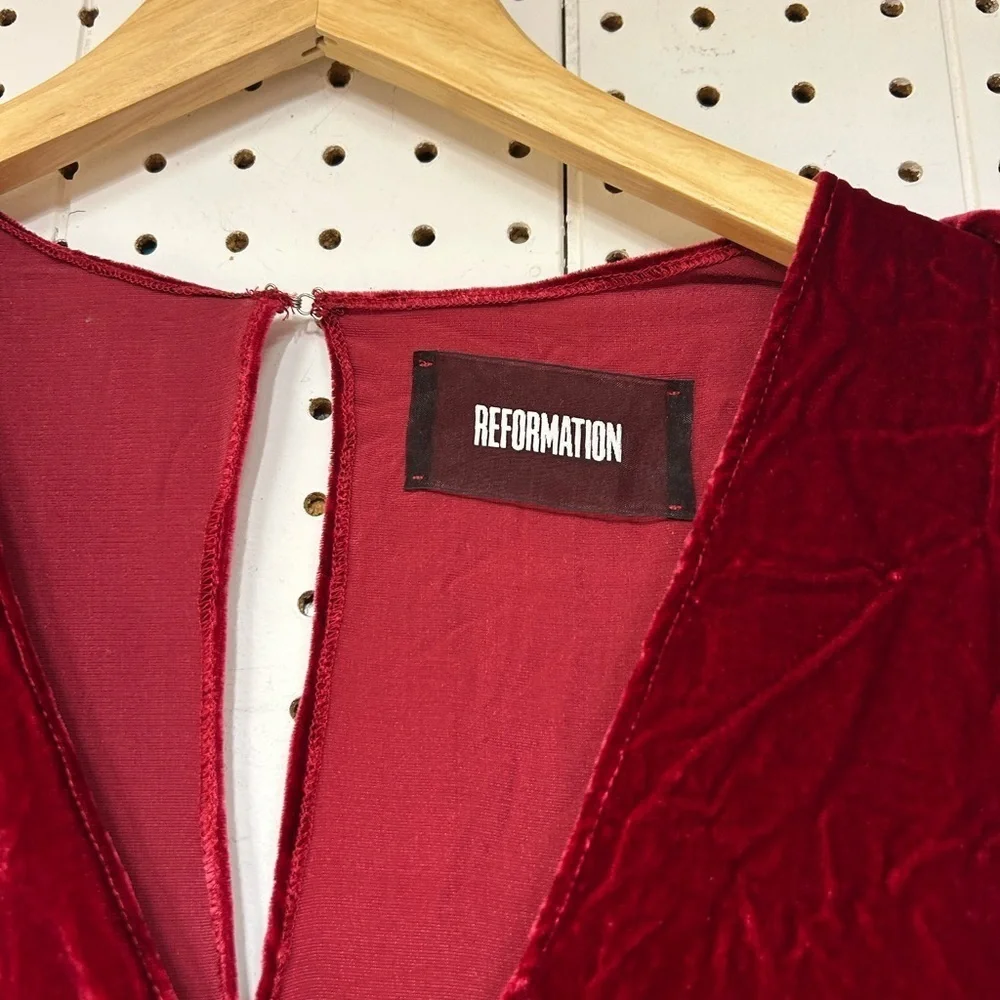 Reformation Deep Red Velvet Blouse